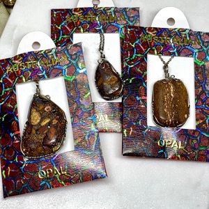 Wire Wrapped Australian Boulder Opal Necklace